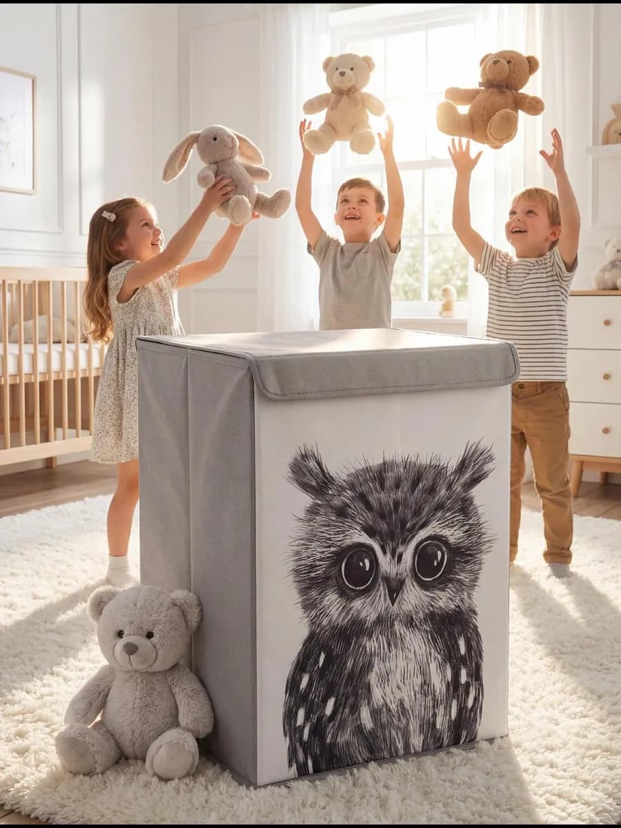 Корзина для игрушек большая с крышкой