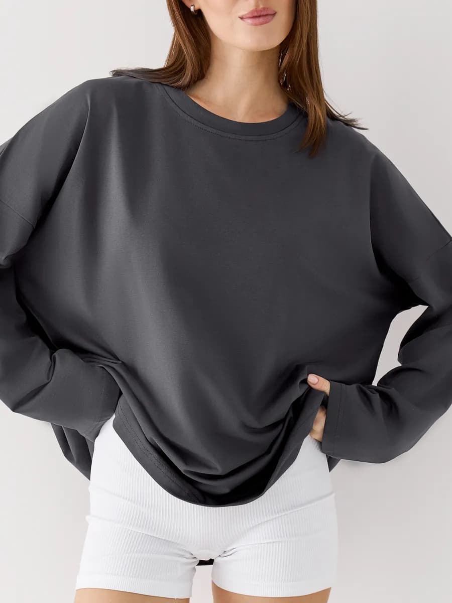 Лонгслив оверсайз серый графит