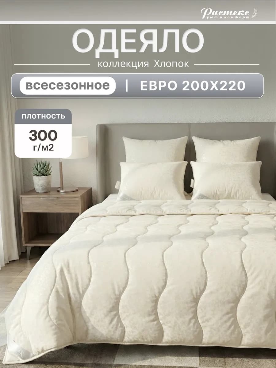 Одеяло 200х220 евро всесезонное Хлопок