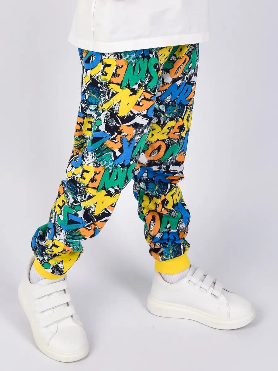 Брюки домашние трикотажные с манжетами в садик