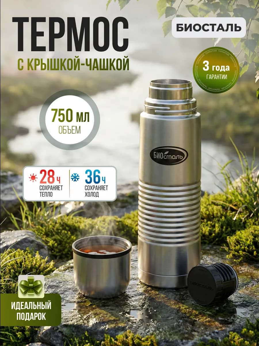 Термос для чая и кофе NB-750 классический стальной