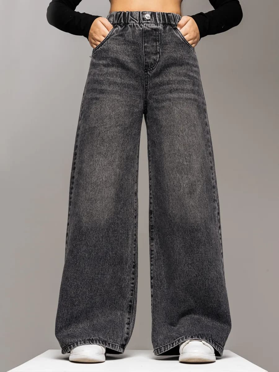 Джинсы палаццо подростковые широкие