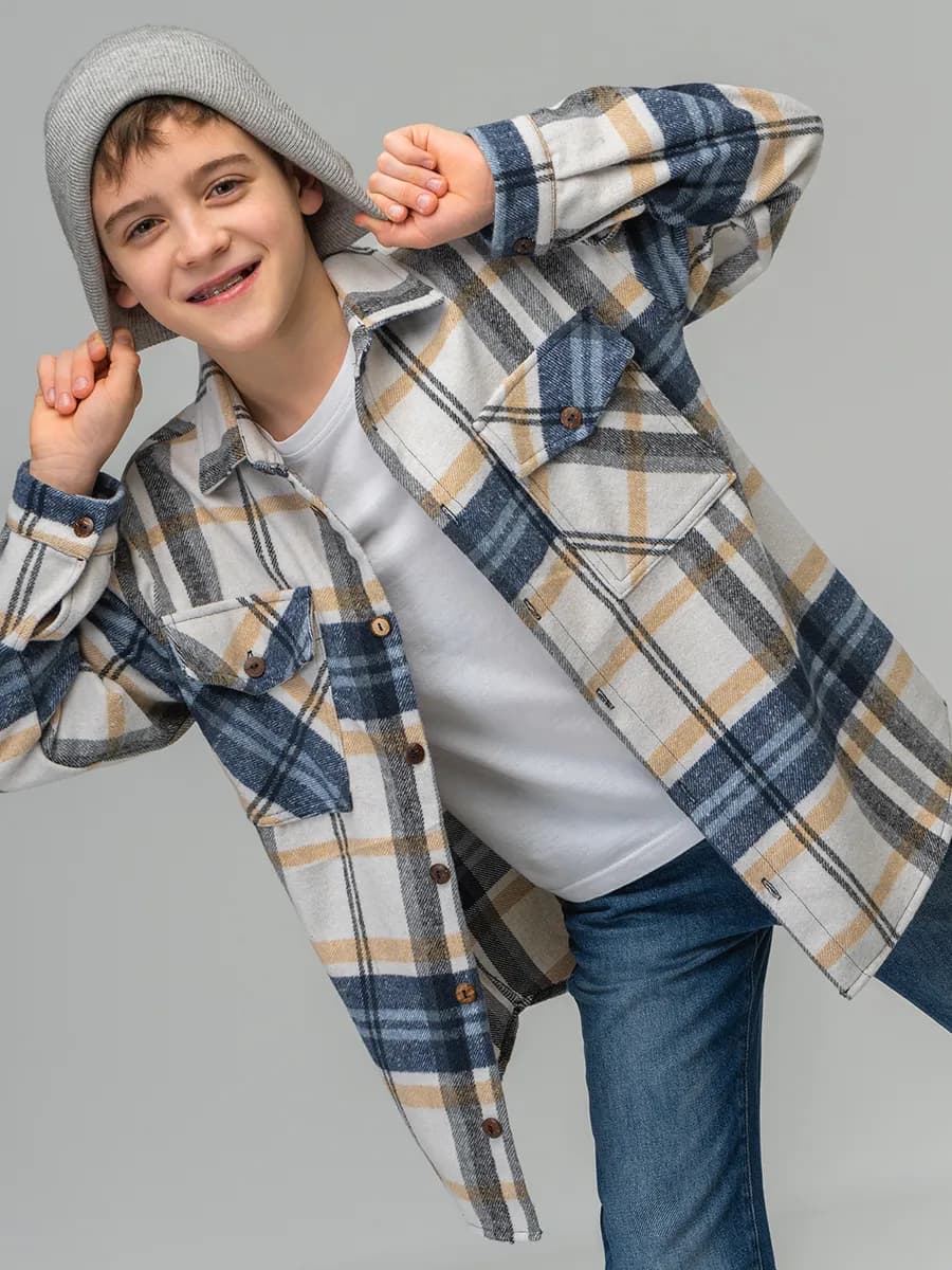 Рубашка в клетку фланелевая теплая