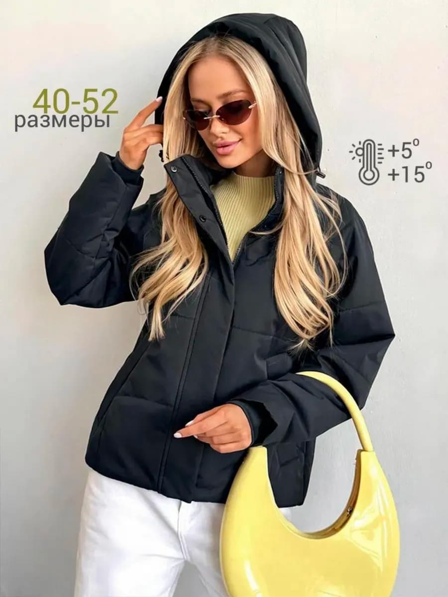 Куртка ветровка демисезонная короткая с капюшоном