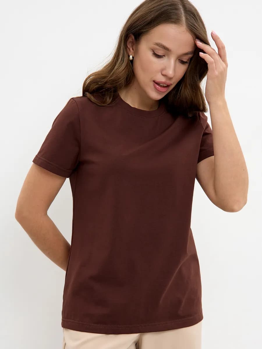 Футболка шоколад хлопок SLIM