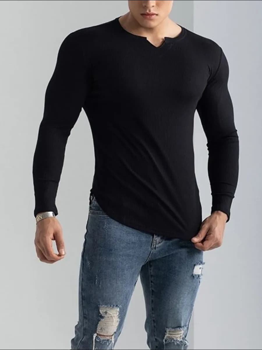 Лонгслив мужской с вырезом