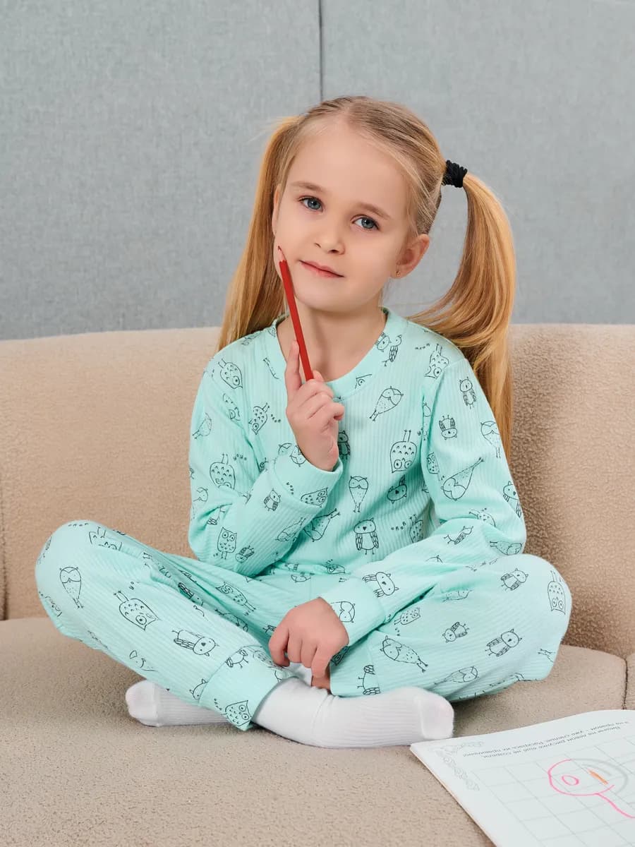 Пижама детская хлопок в рубчик для девочки