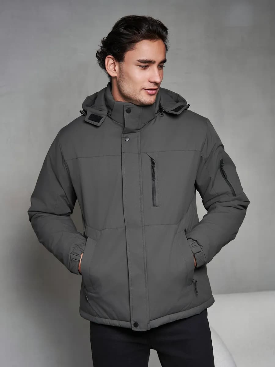 Куртка ветровка утепленная демисезонная с капюшоном