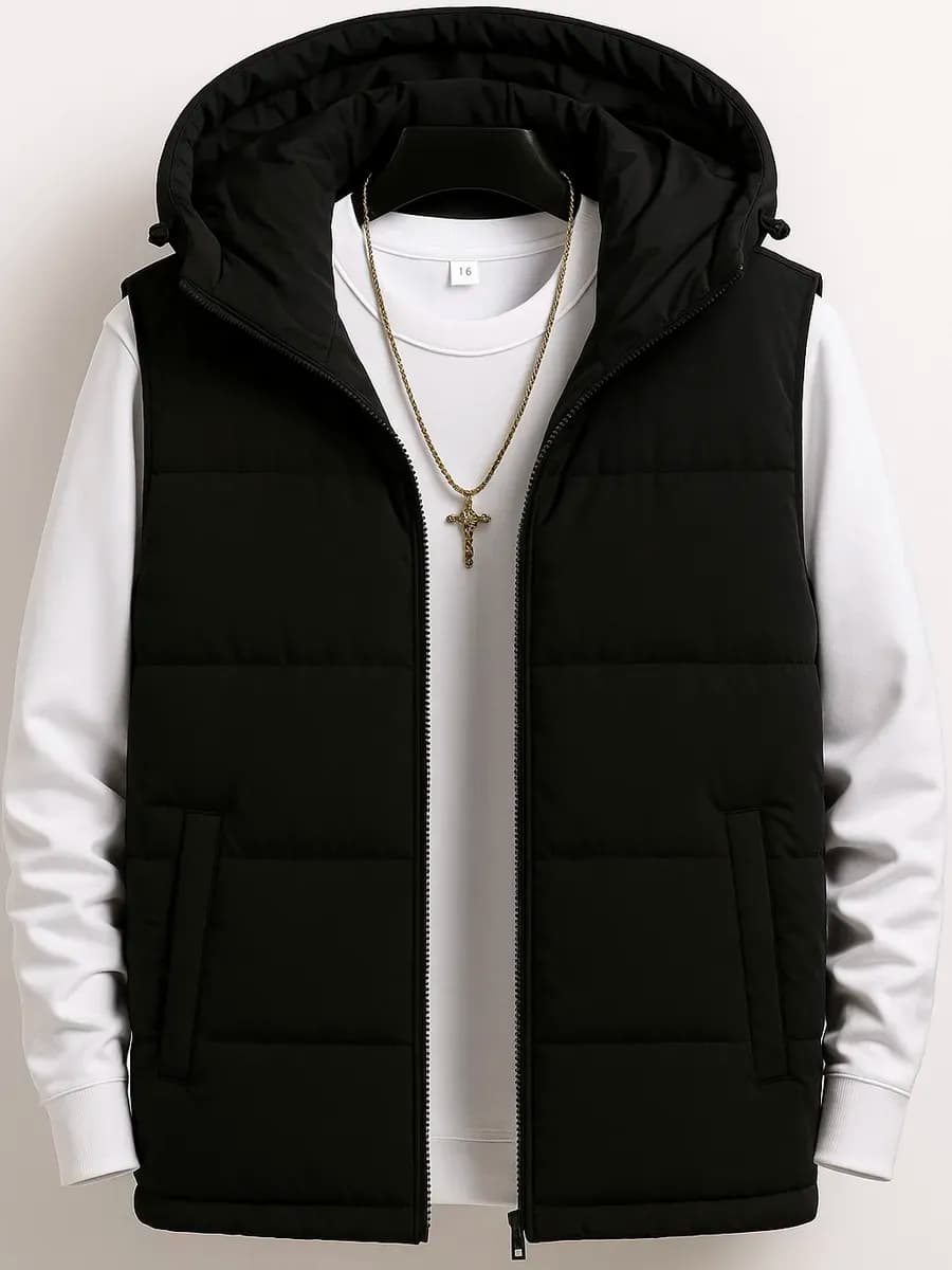 Жилет безрукавка с капюшоном утепленный