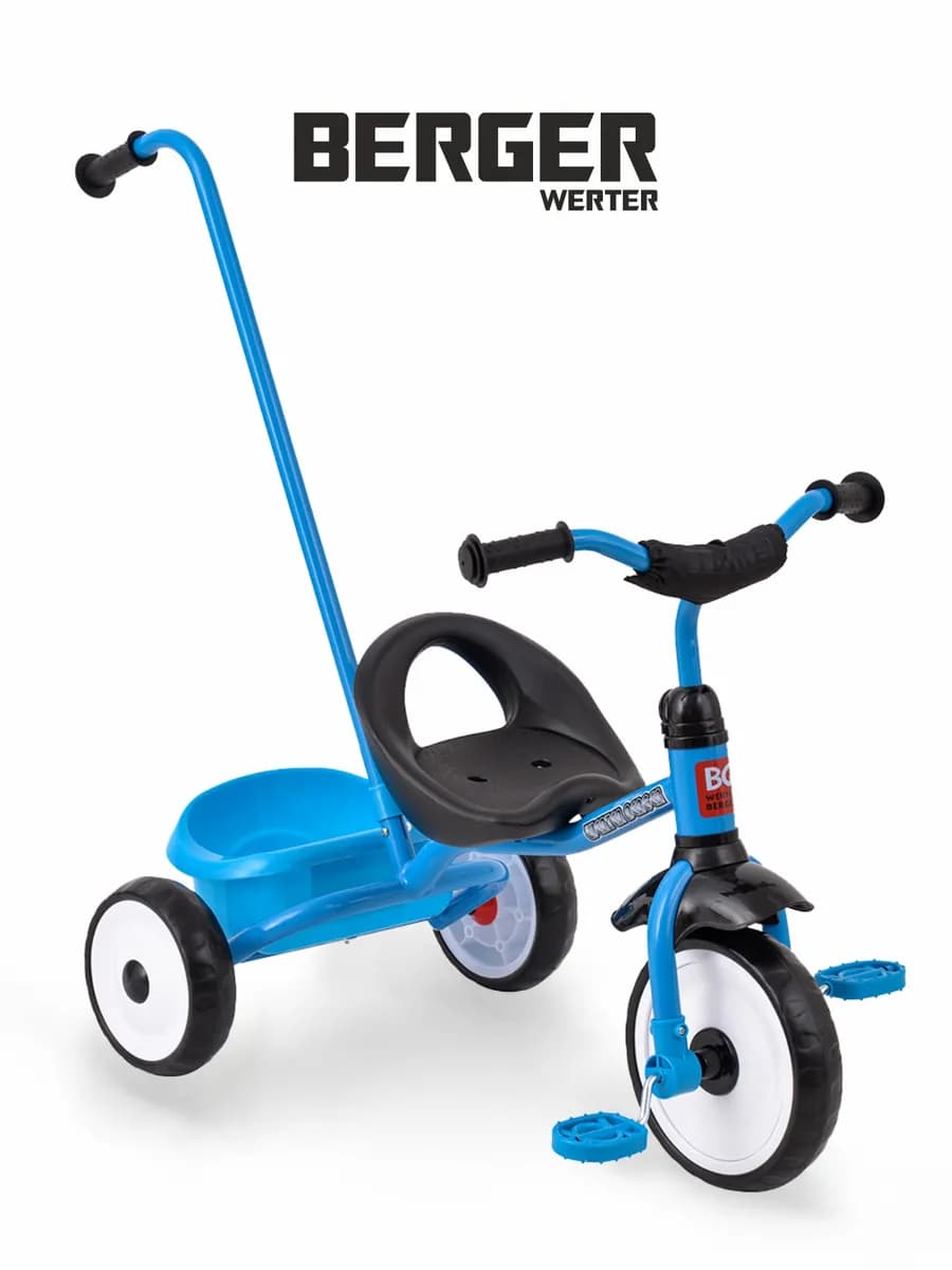 Велосипед трехколесный детский с ручкой-толкателем