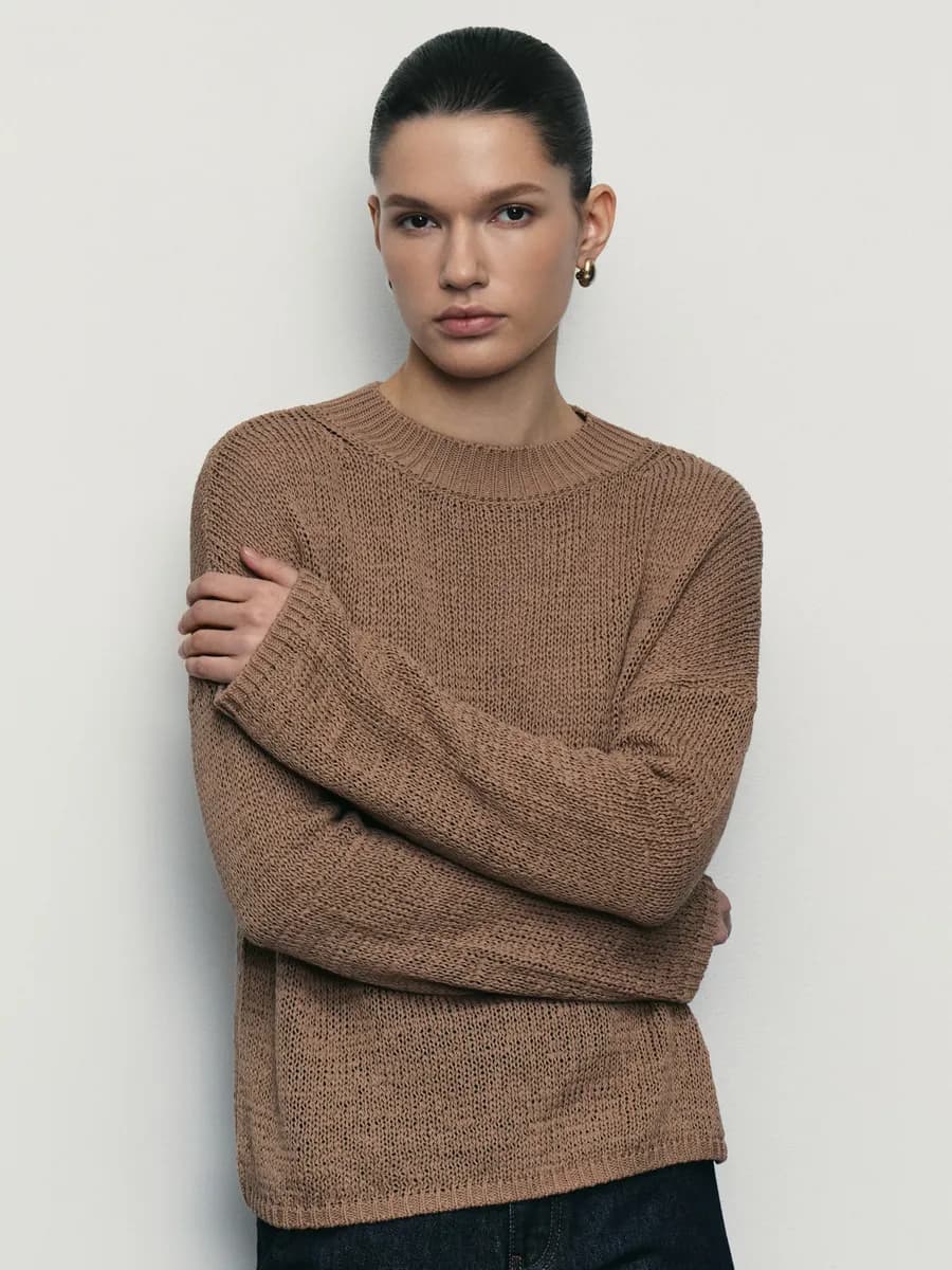 Джемпер вязаный из хлопка прозрачный