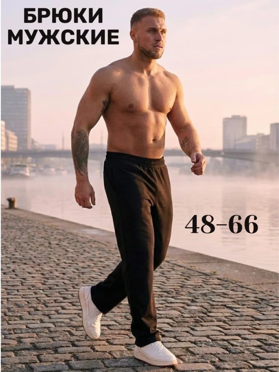 Штаны спортивные прямые на резинке