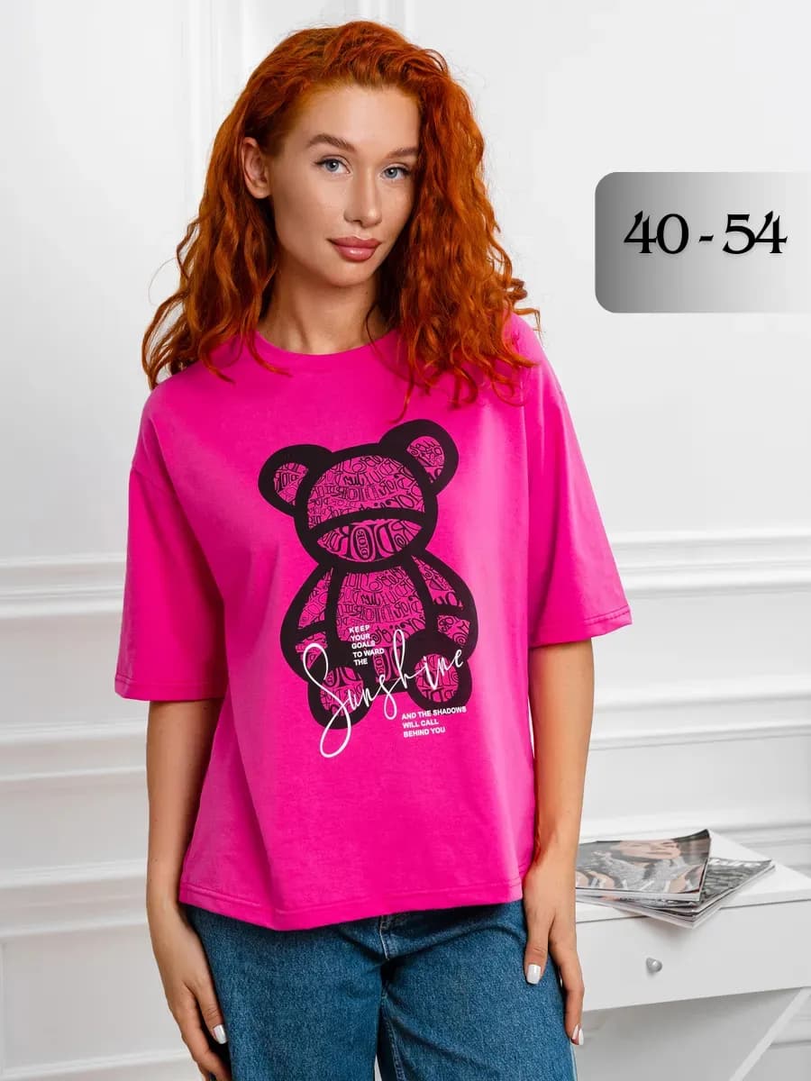 Футболка однотонная с принтом