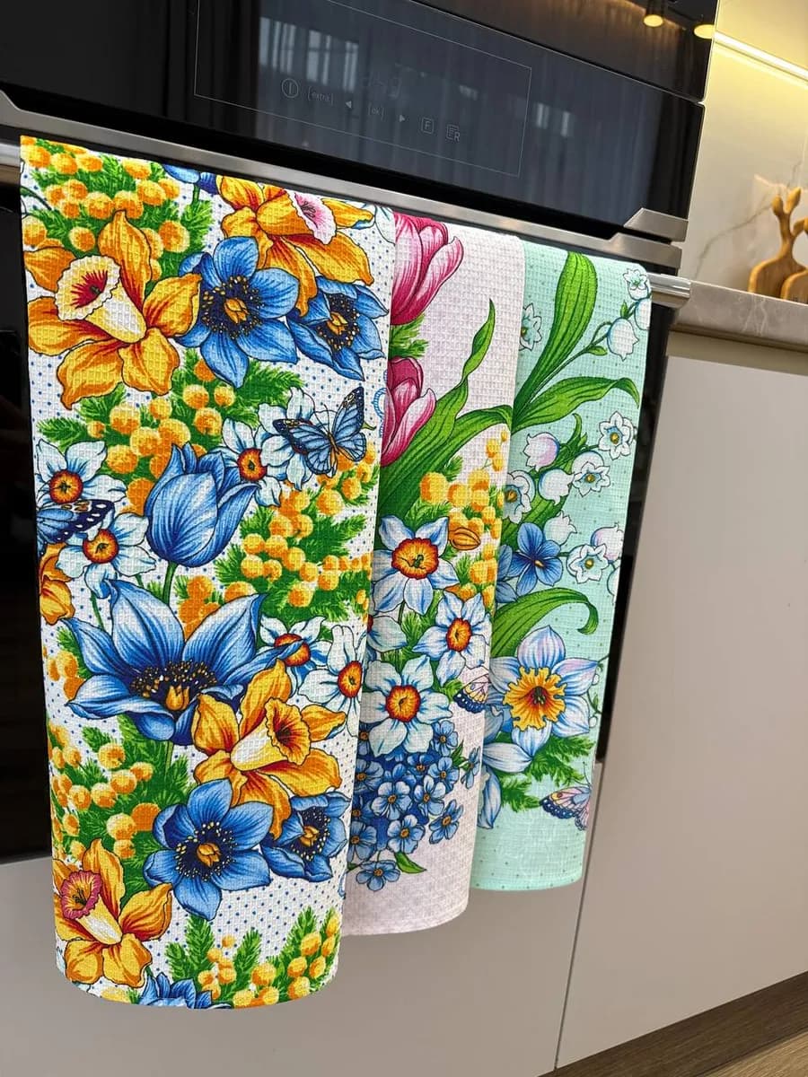 Полотенце кухонное вафельное подарочный набор 3 шт