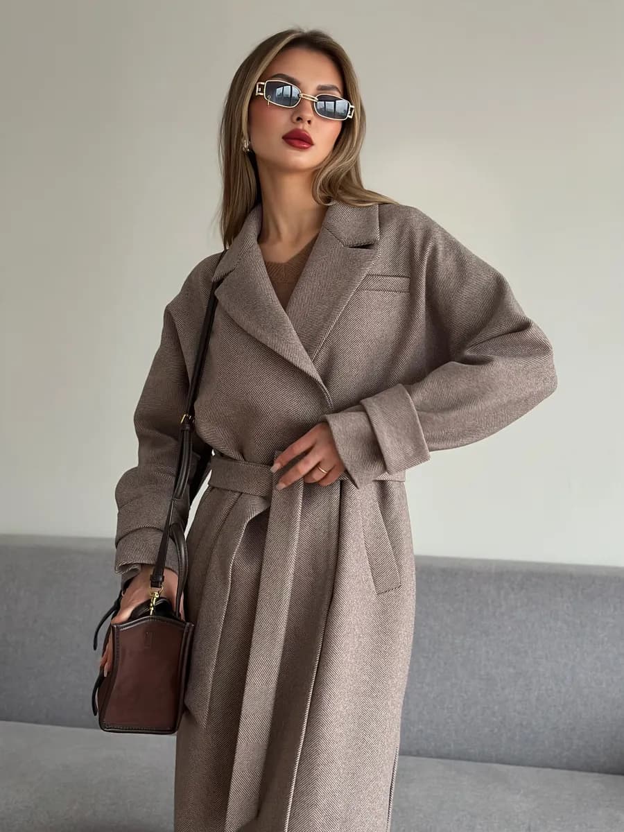 Пальто длинное демисезонное оверсайз