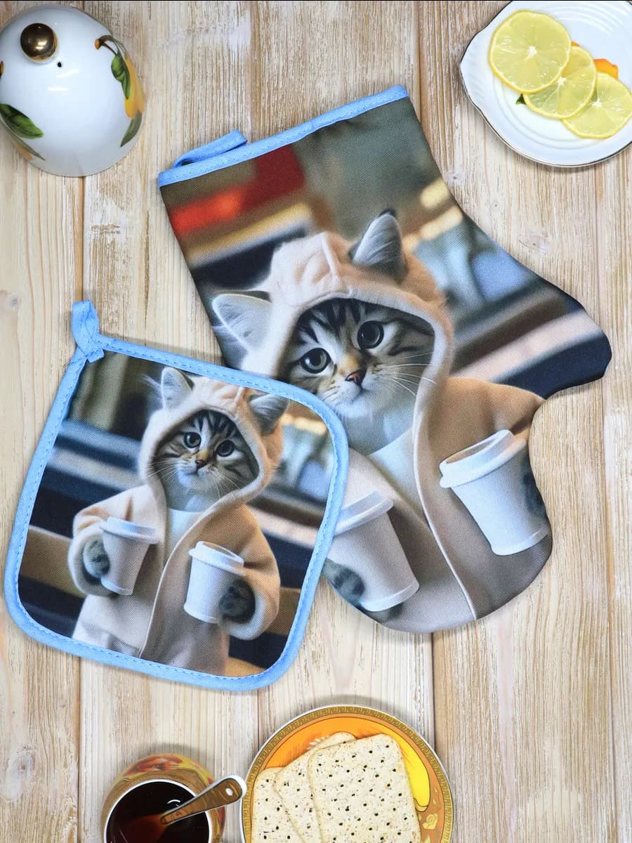 Прихватки кухонные набор с рукавицей