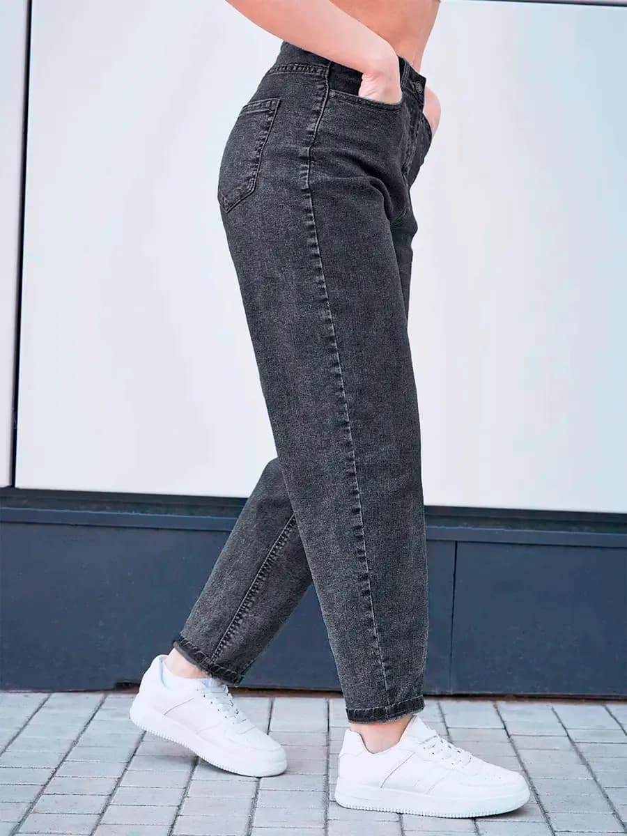 Джинсы бананы с высокой посадкой мом оверсайз