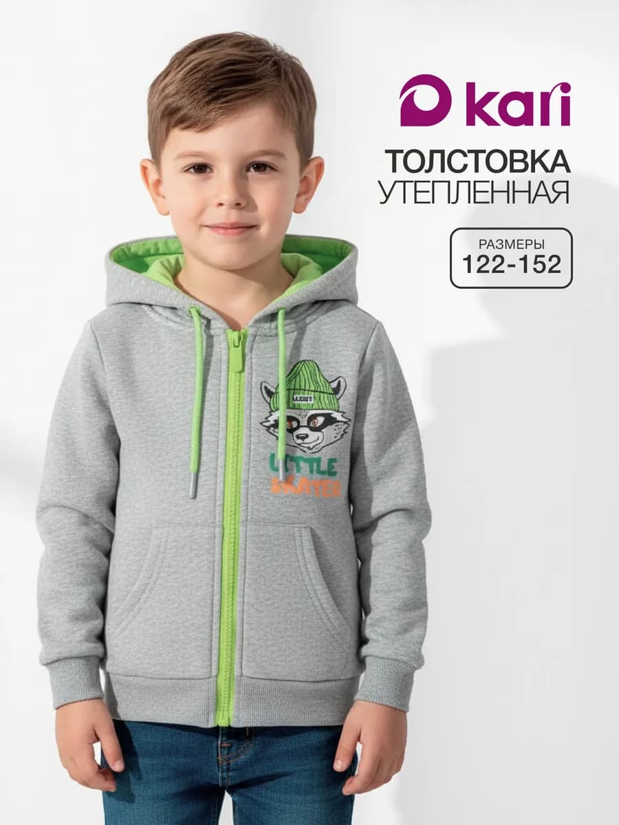 Толстовка для мальчика на молнии утепленная