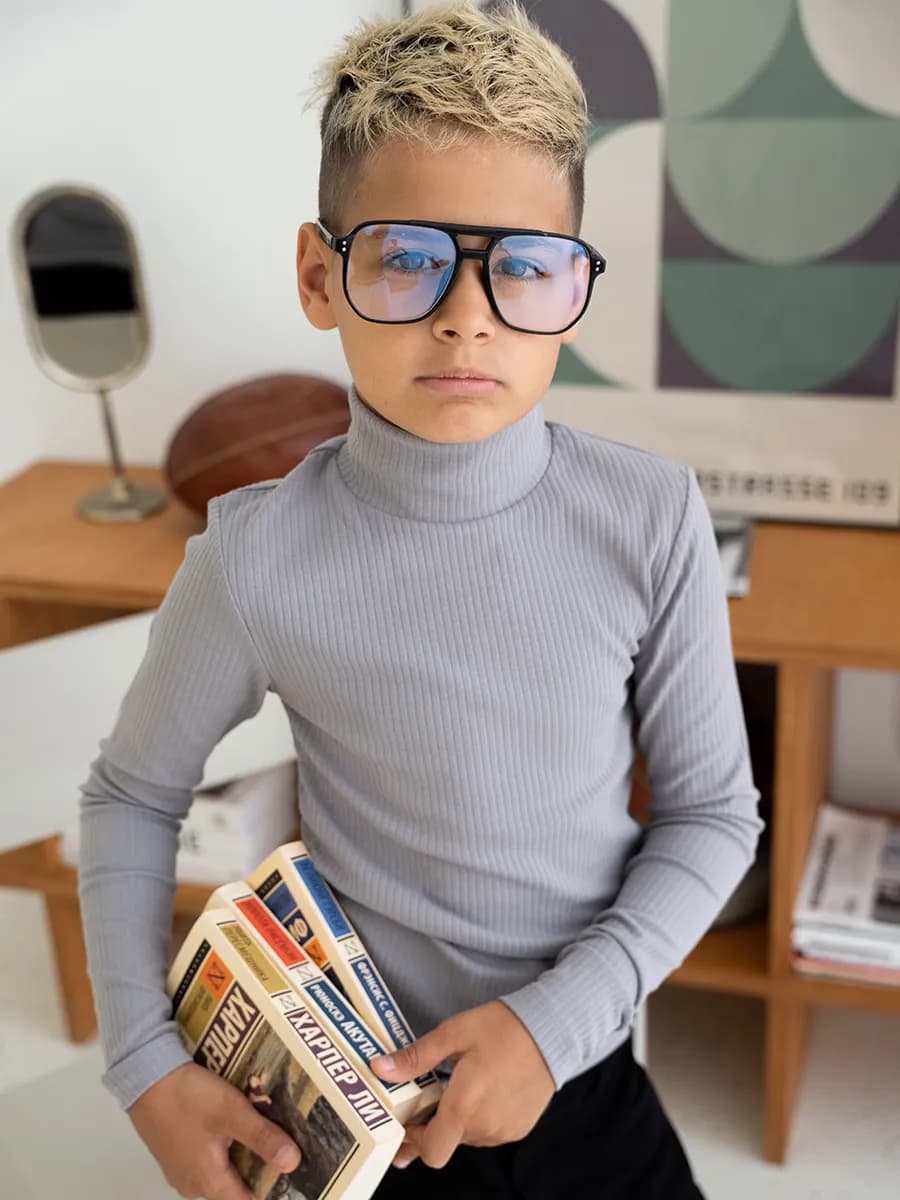 Водолазка детская в рубчик базовая школьная