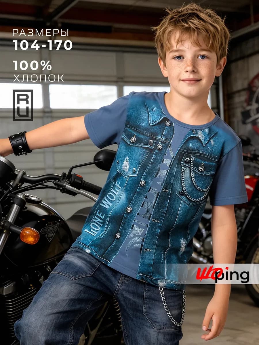 Футболка детская двухсторонняя с принтом волка