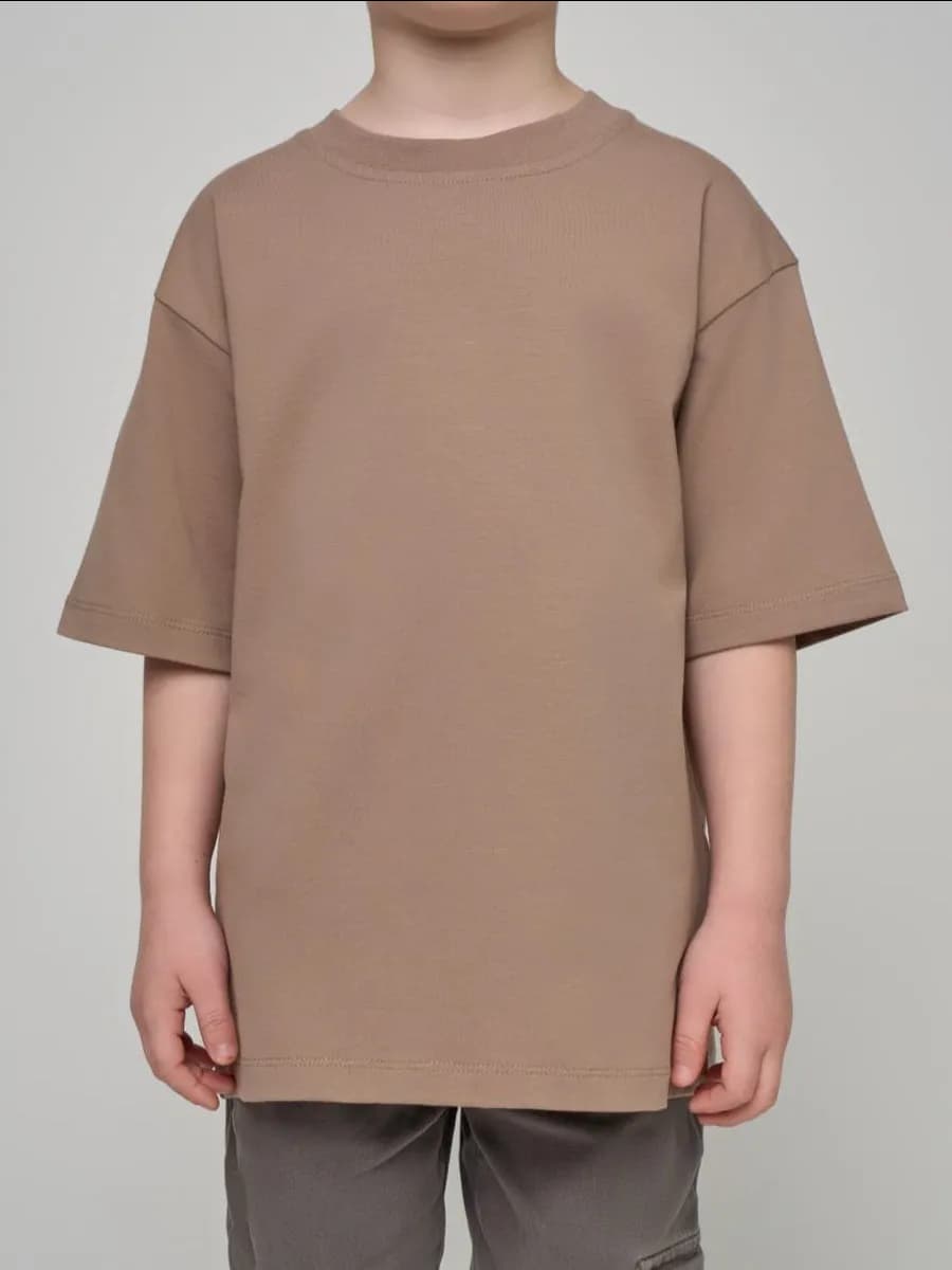 Футболка детская оверсайз кофейная плотная хлопок с лайкрой