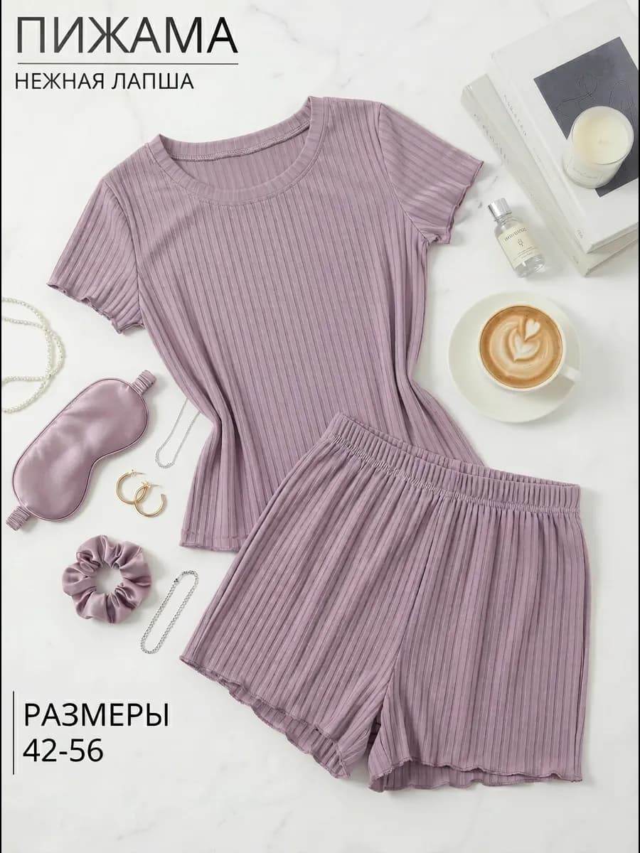 Пижама с шортами больших размеров лапша