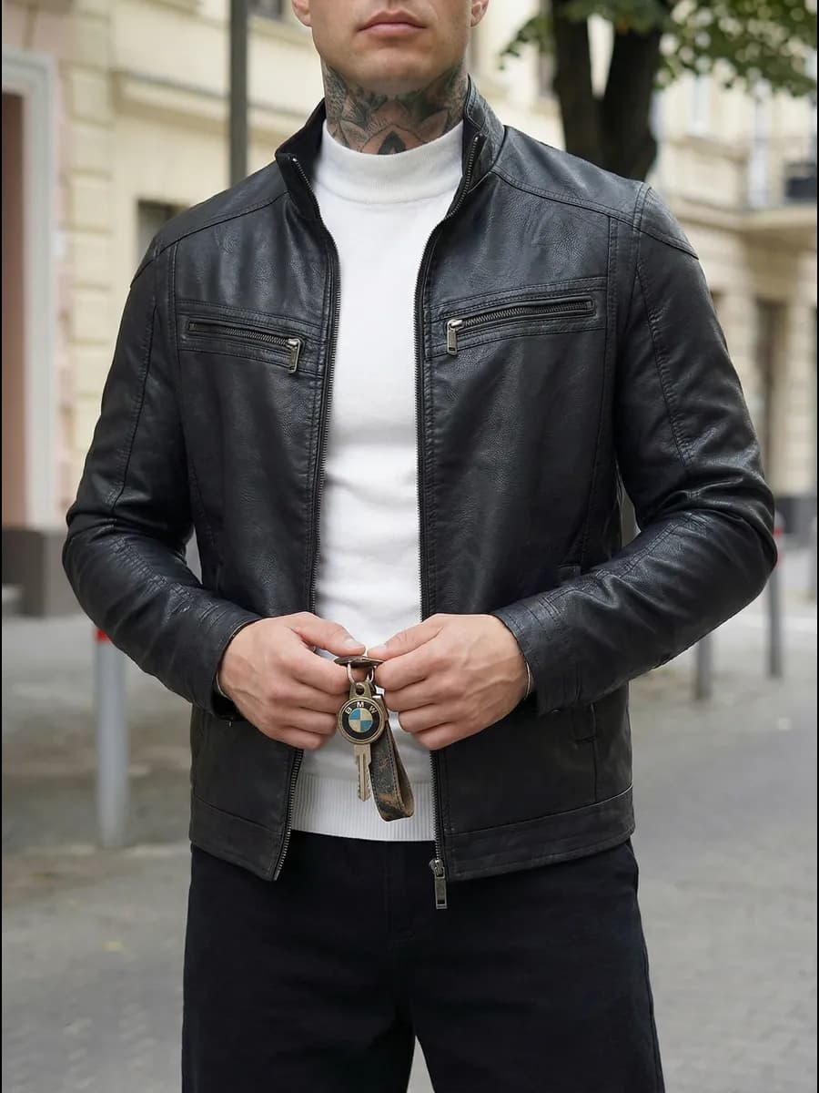 Куртка кожаная демисезонная кожанка