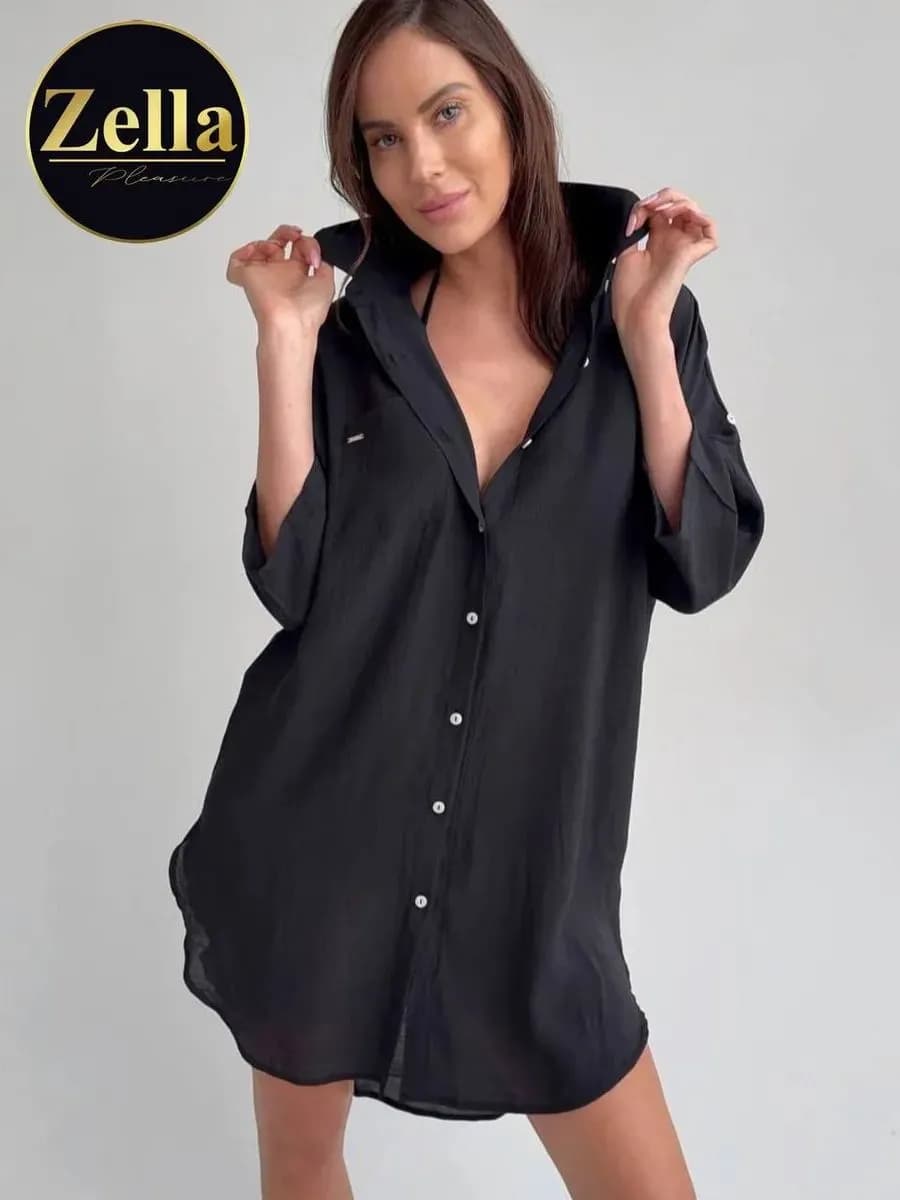 Рубашка летняя легкая туника парео пляжное из хлопка