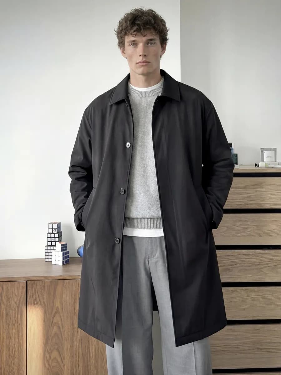Плащ мужской классический длинный оверсайз демисезонный