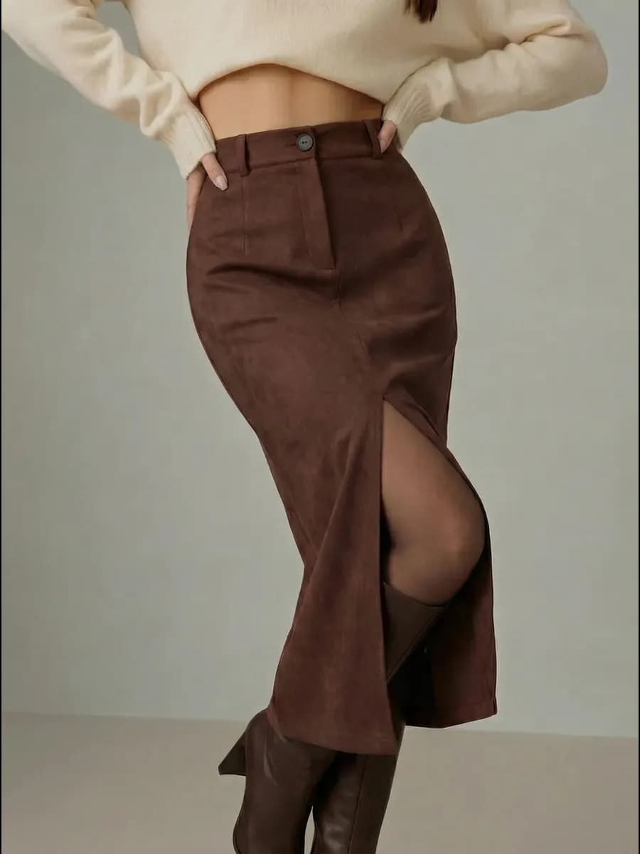 юбка миди замша