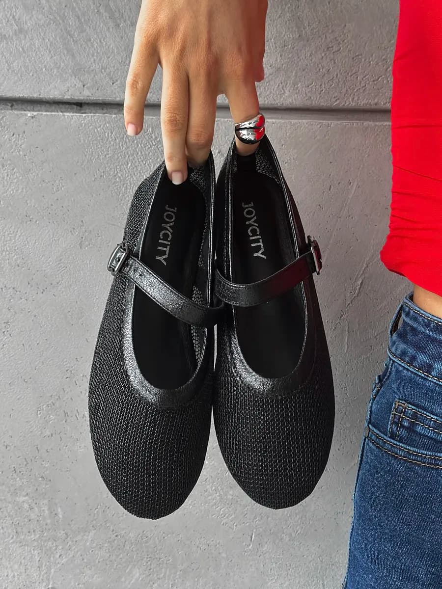 Балетки в сетку с ремешком