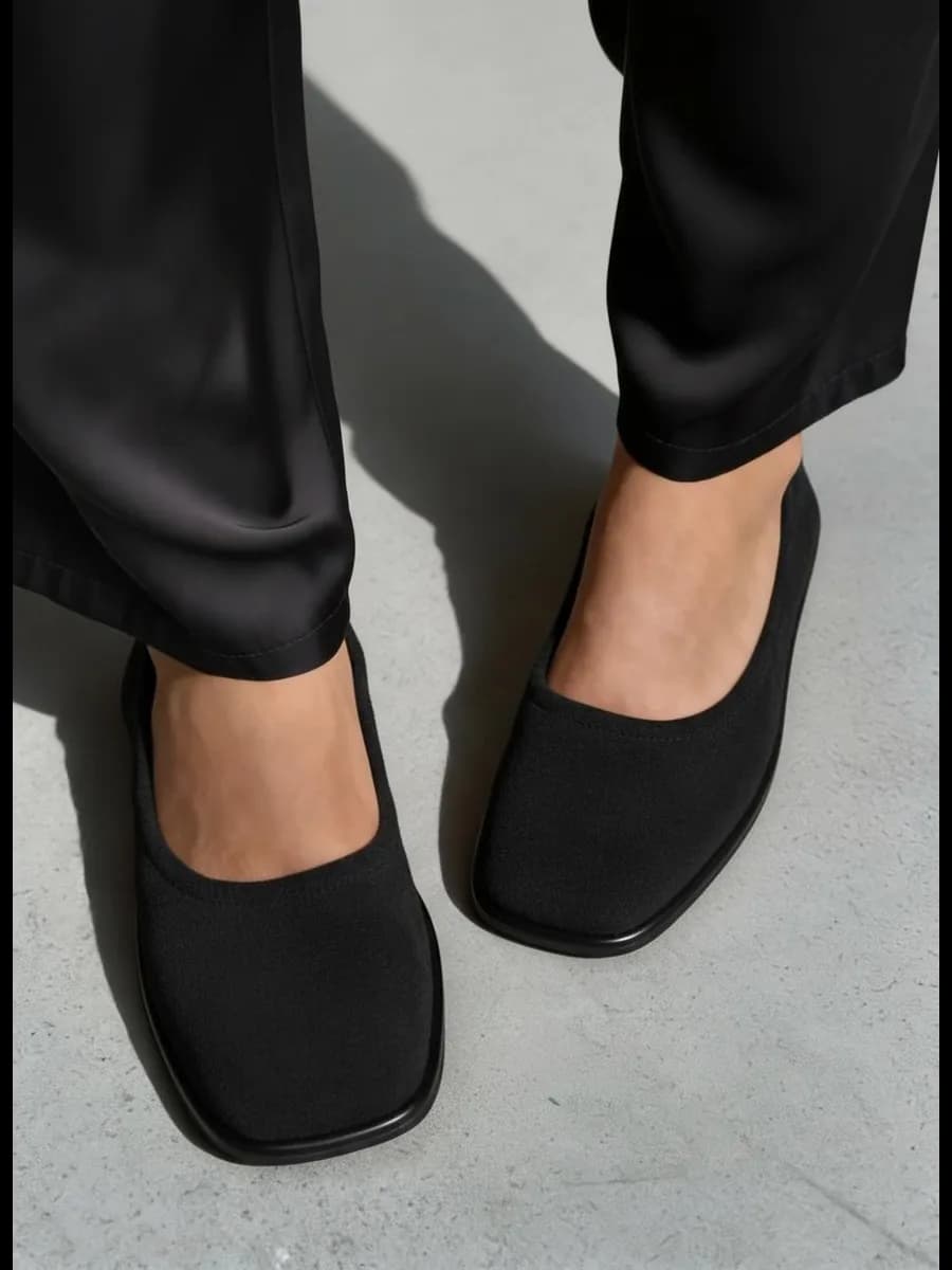 Балетки замшевые с квадратным носом