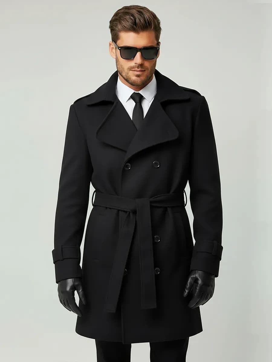 Пальто классическое полупальто длинное с поясом