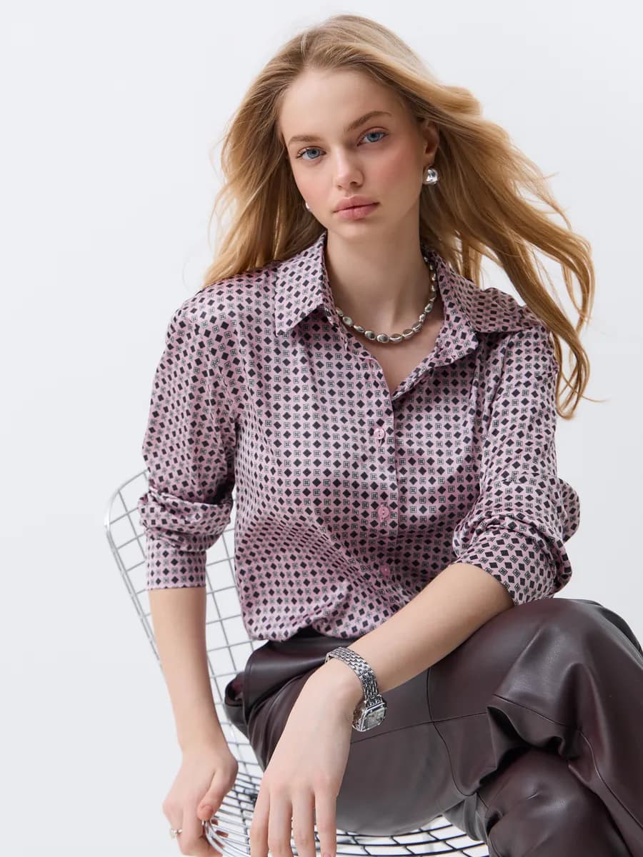 Блузка рубашка офисная стильная