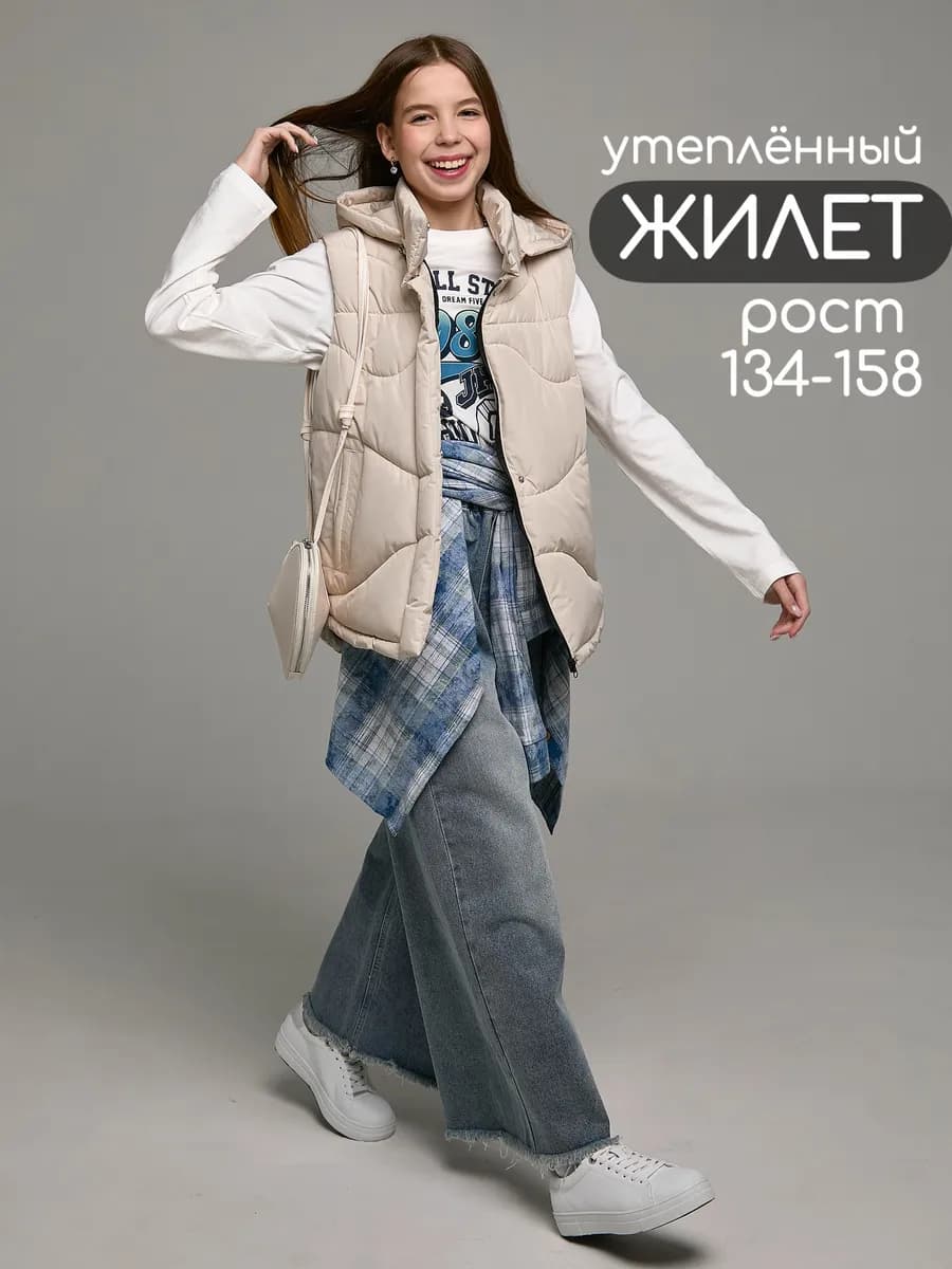 Жилетка утепленная демисезонная с капюшоном безрукавка