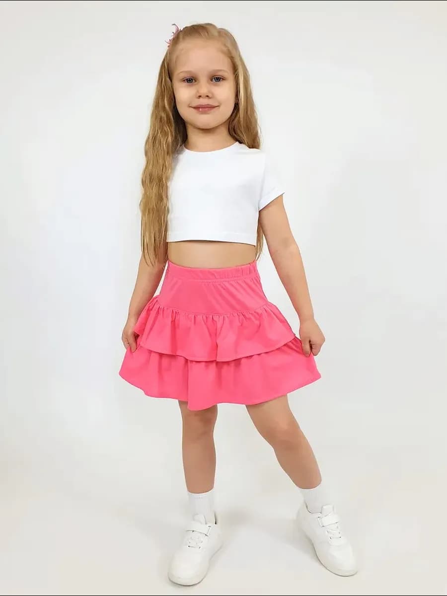 Юбка трикотажная с воланами в садик для детей