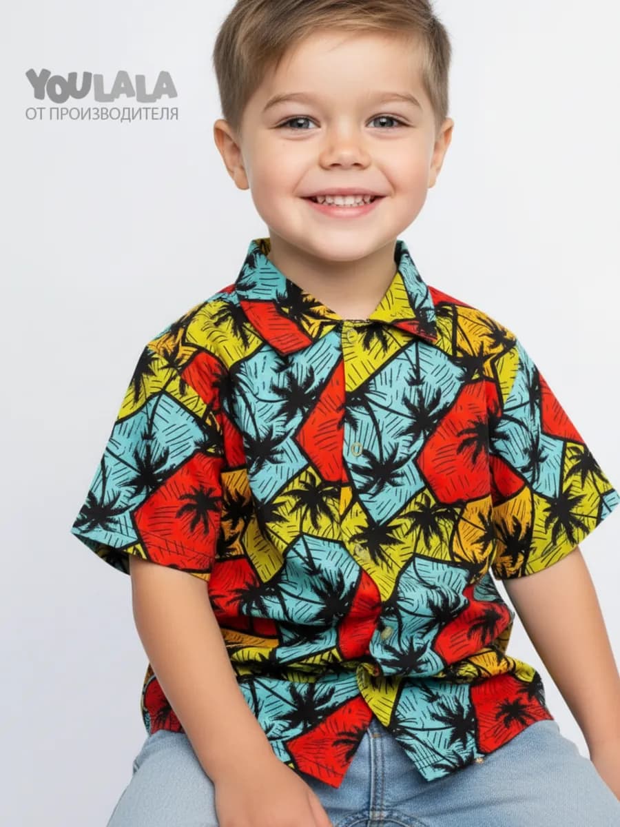 Рубашка с коротким рукавам на кнопках в садик