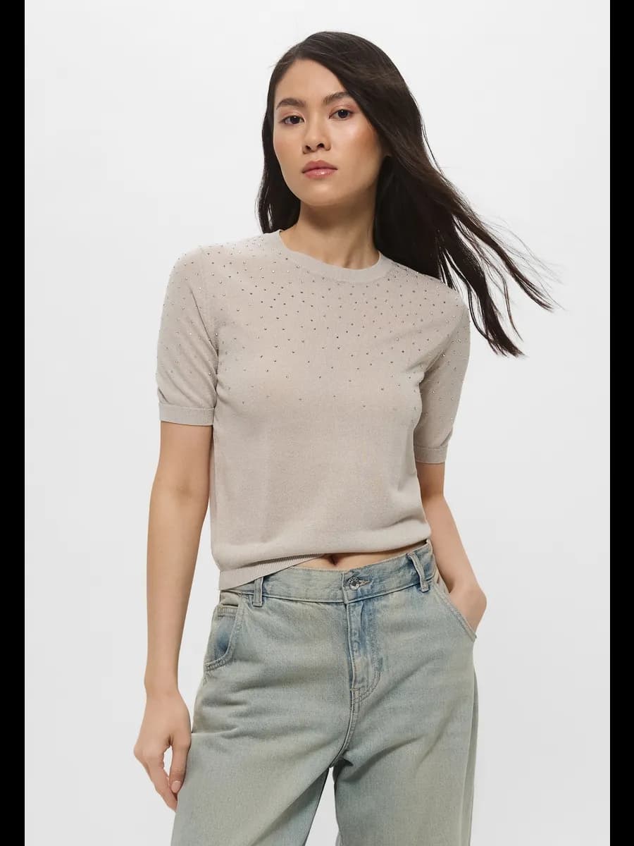 Джемпер тонкой вязки с декором из страз