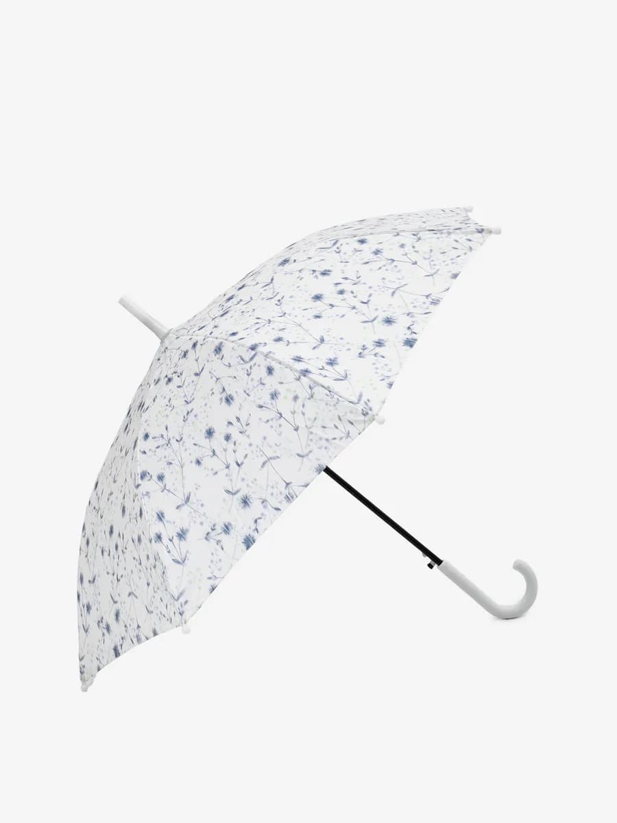 Зонт-трость для девочки белый с цветочным принтом