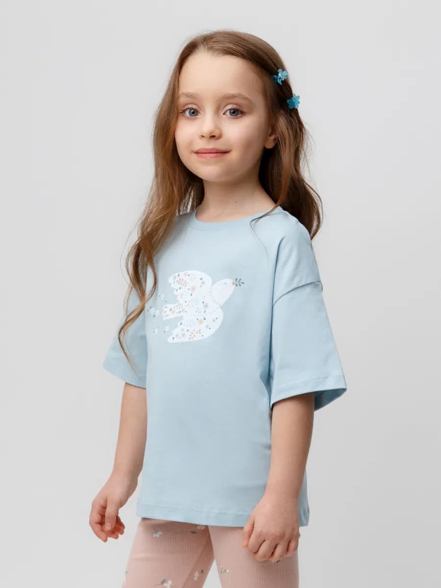 Трикотажная футболка для девочки с принтом