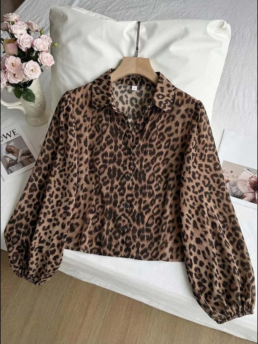 Нарядная блузка шифоновая леопард