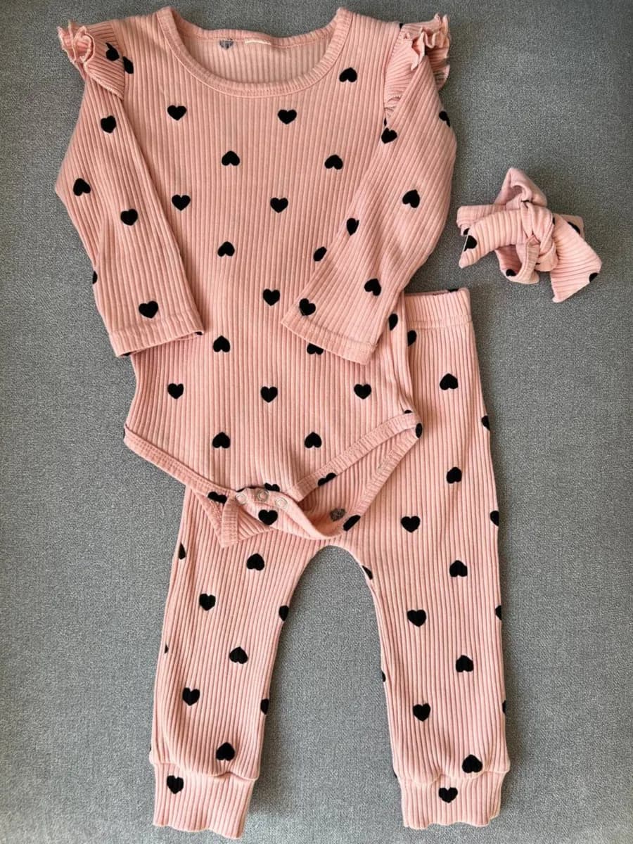 Боди для новорожденных комплект с штанишками и повязкой