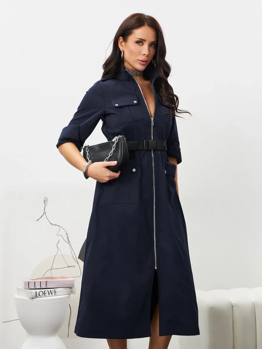 Осеннее платье рубашка миди