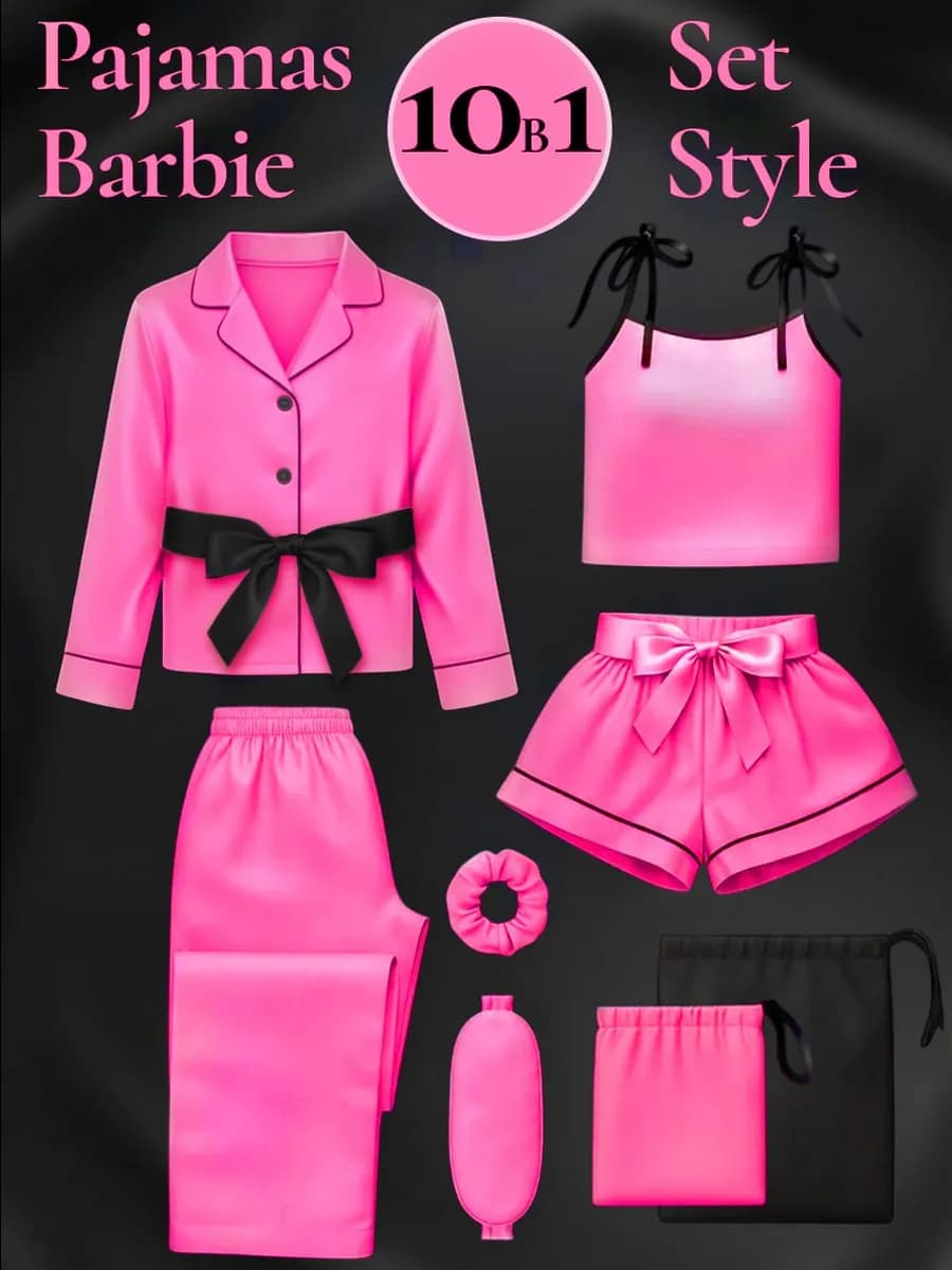 пижама 7в1 для девочки шелковая с шортами и штанами