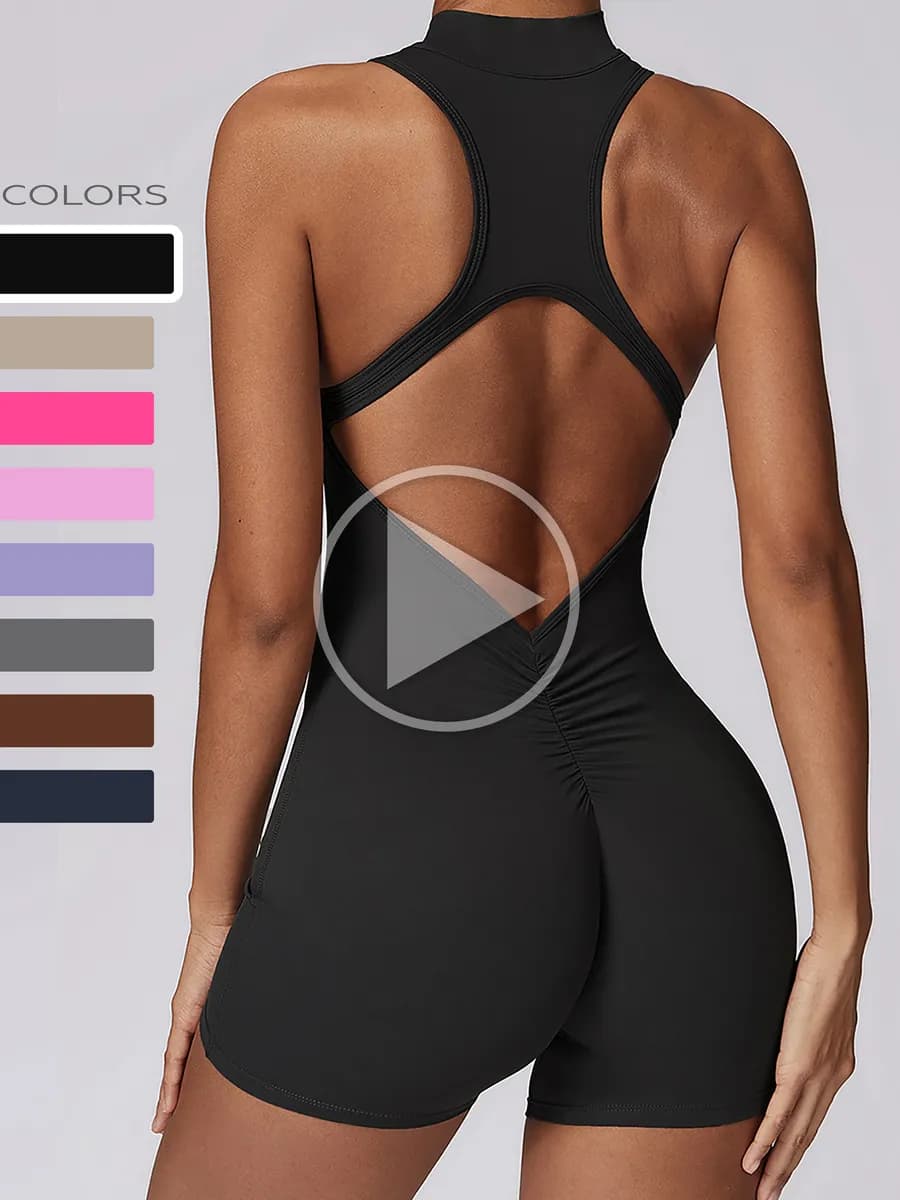 Комбинезон спортивный для фитнеса короткий с шортами