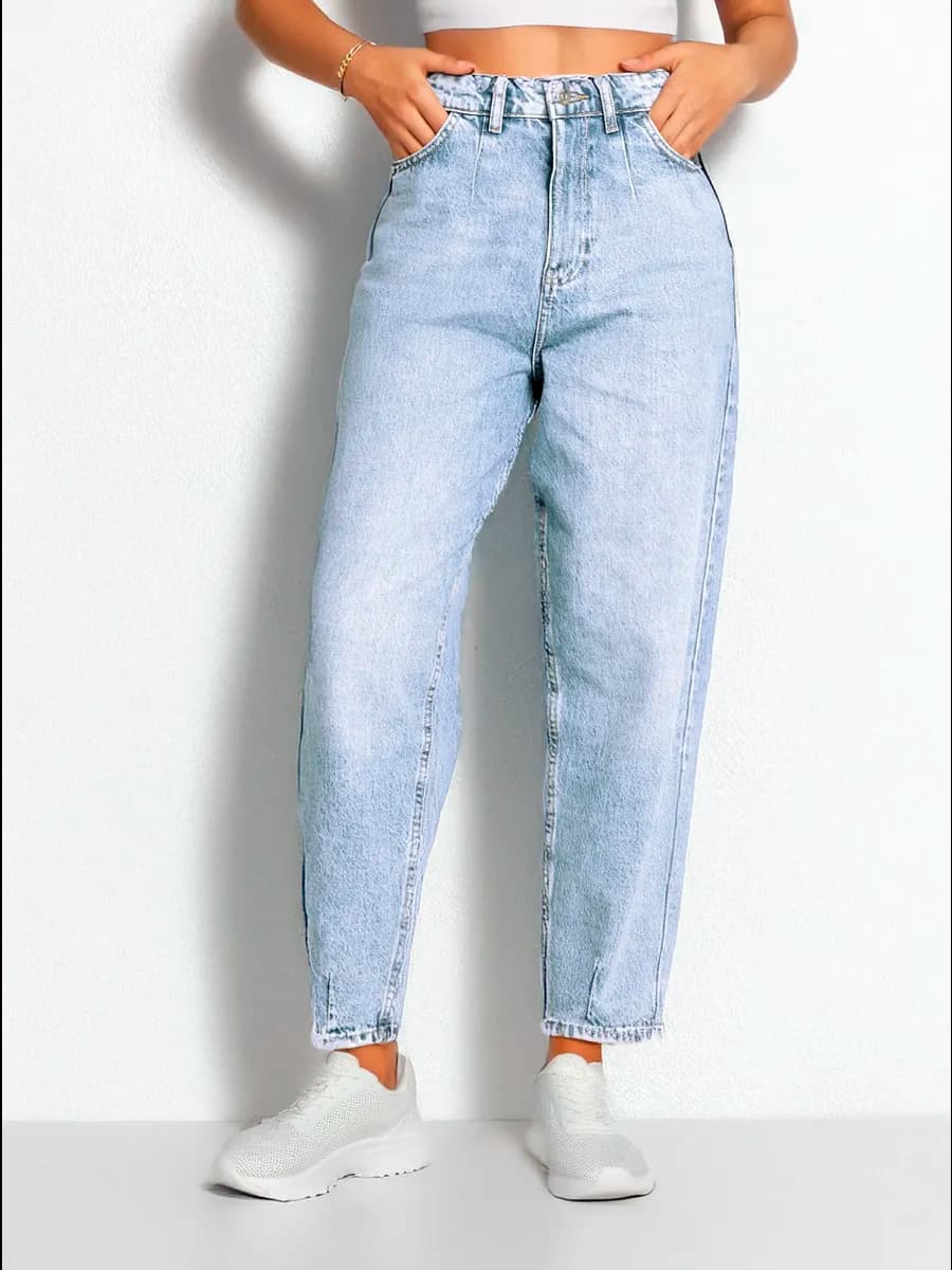 Джинсы бананы с высокой посадкой