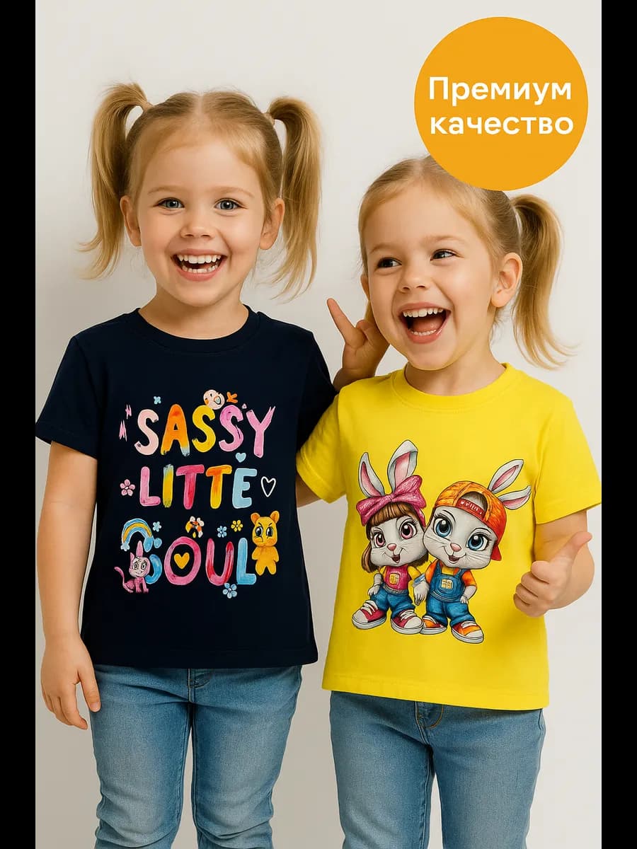 Футболка детская с принтом набор 2 шт