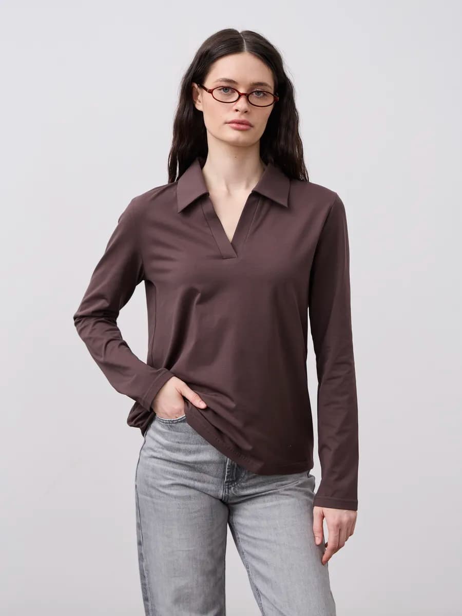 Лонгслив поло с длинным рукавом