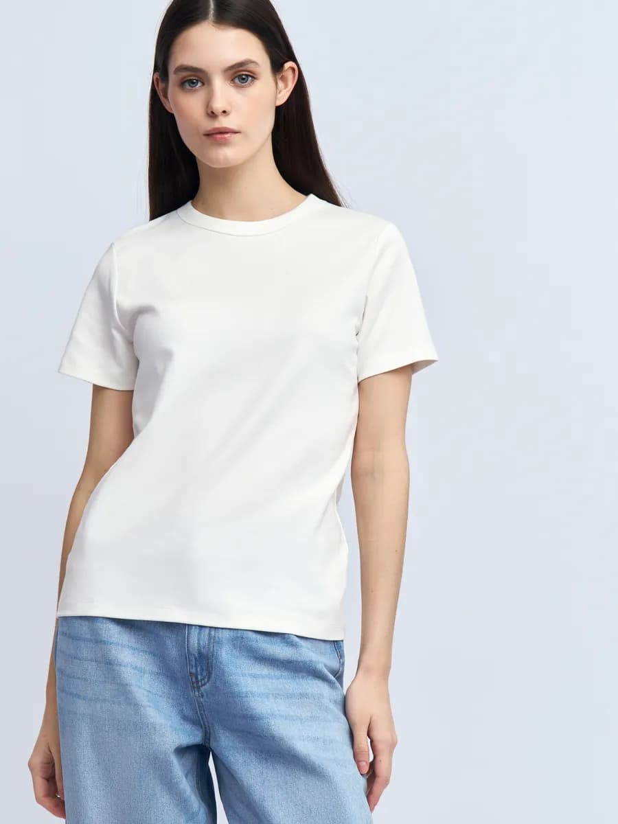 Женская футболка из хлопка однотонная