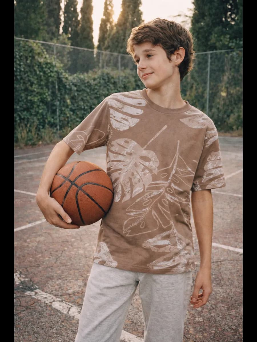 Футболка для мальчика оверсайз с принтом хлопок